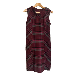 🇩🇪 s.OLIVER sleeveless purple tartan midi dress with cowl neck, EU 38 US size 8